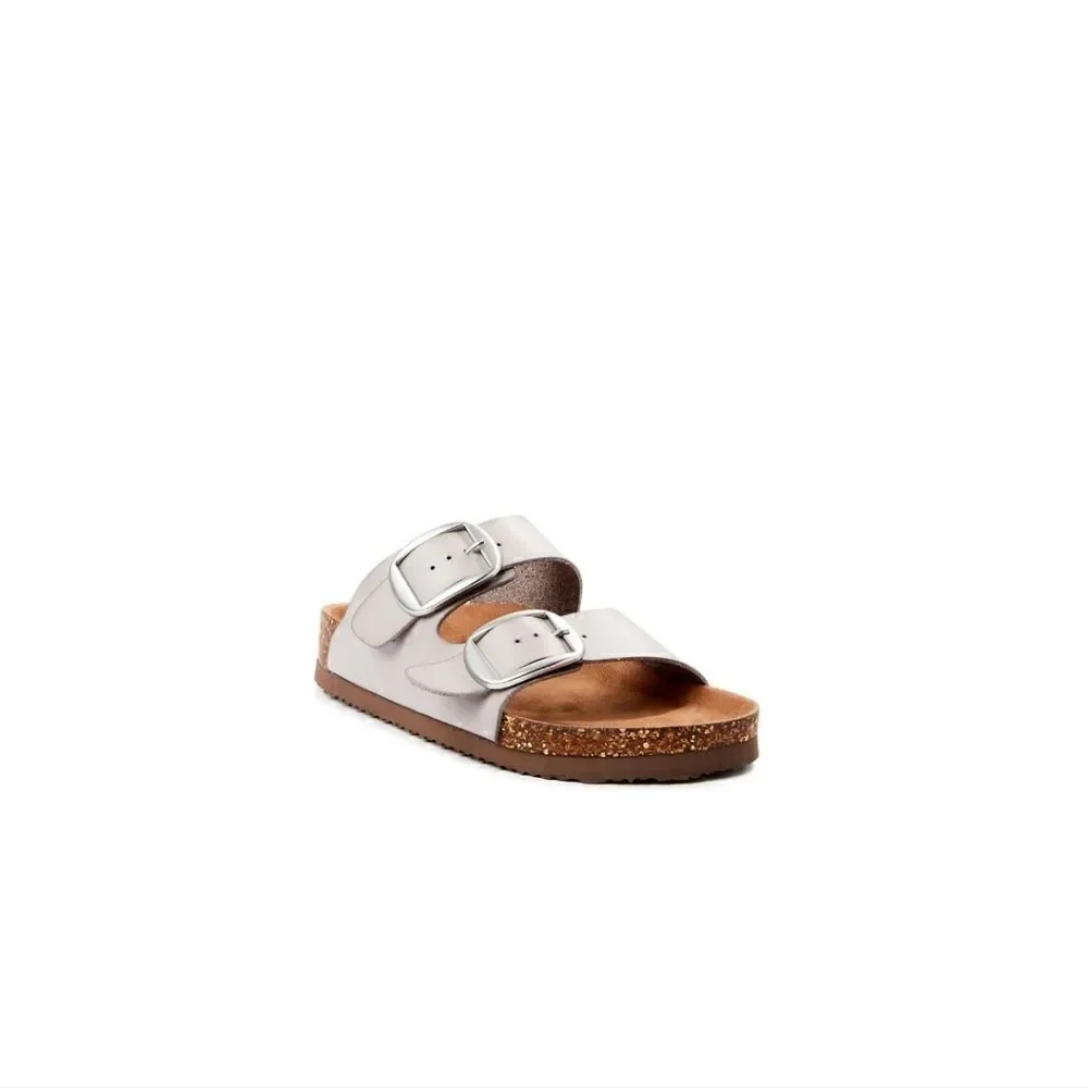 Time and Tru Women’s Footbed Sandals Metallic Silver Size 10